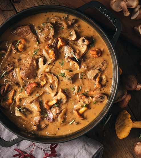 Beef stew with mushrooms